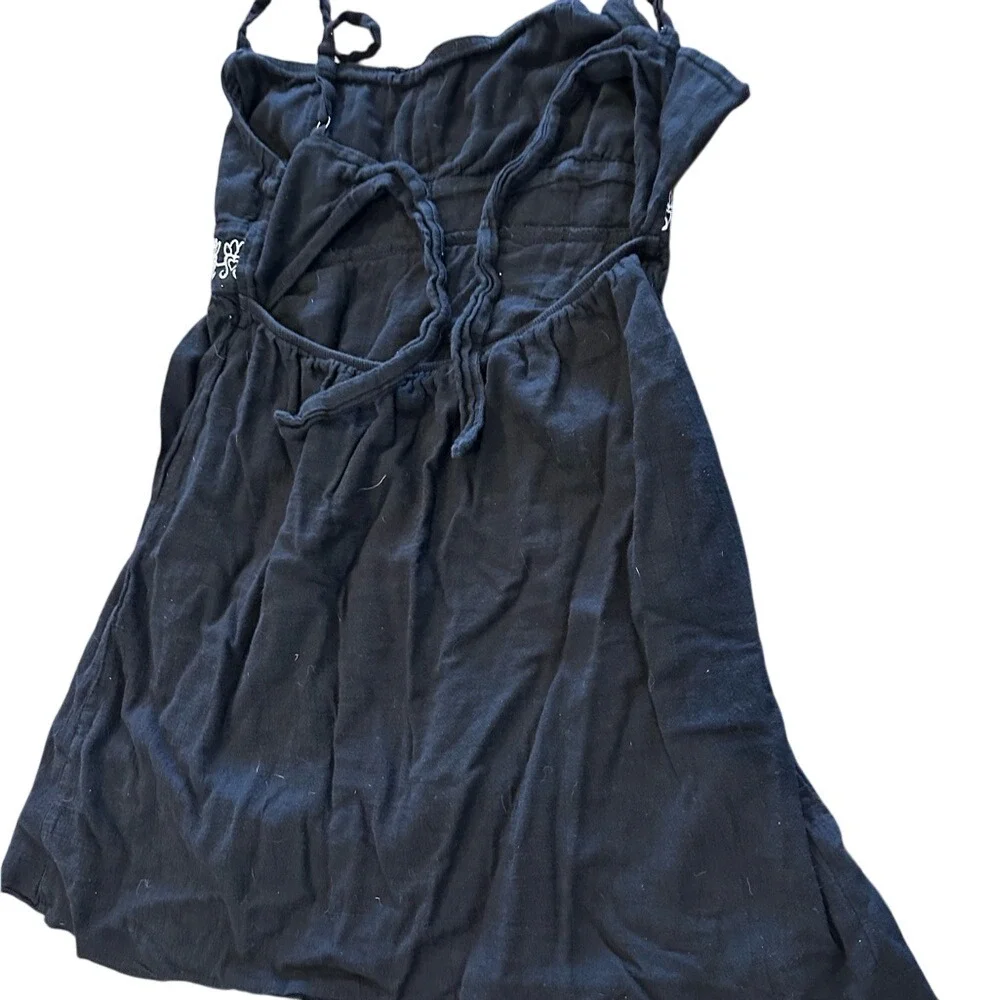 Black‎ Embroidered Dress Sleeveless Casual Summer Sun Dress/ Beach Cover up